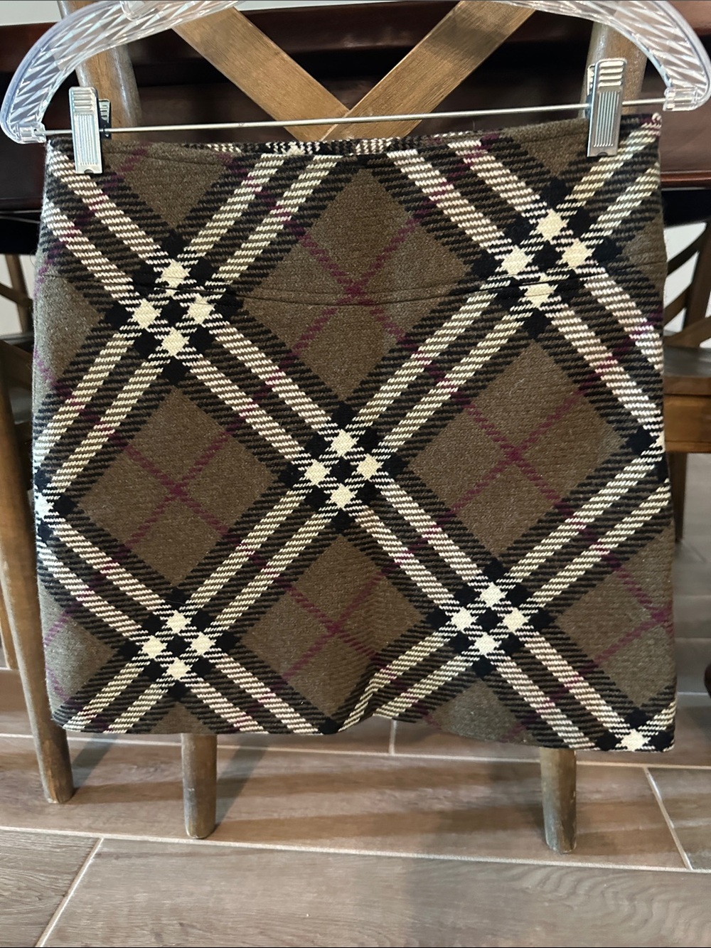 Burberry Olive Plaid Knit Mini Skirt - Casual Chic - Picture 2 of 4
